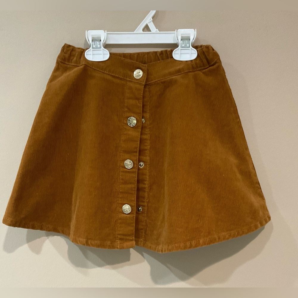 🍏H&M Girl’s A-Line Velvet Adjustable Waist, Buttoned Front Skirt, 6-7